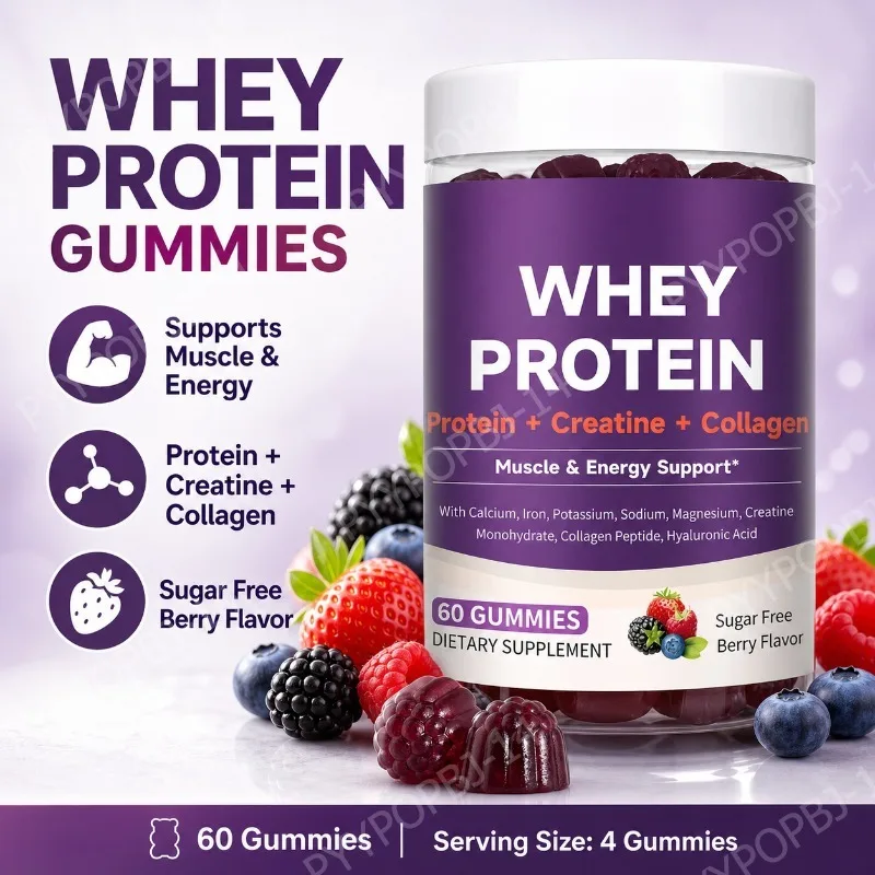 Gomitas de proteína con creatina y colágeno, 60 gomitas