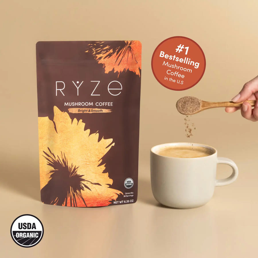 RYZE Mushroom Coffee Bright & Smooth, bolsa de 30 porciones